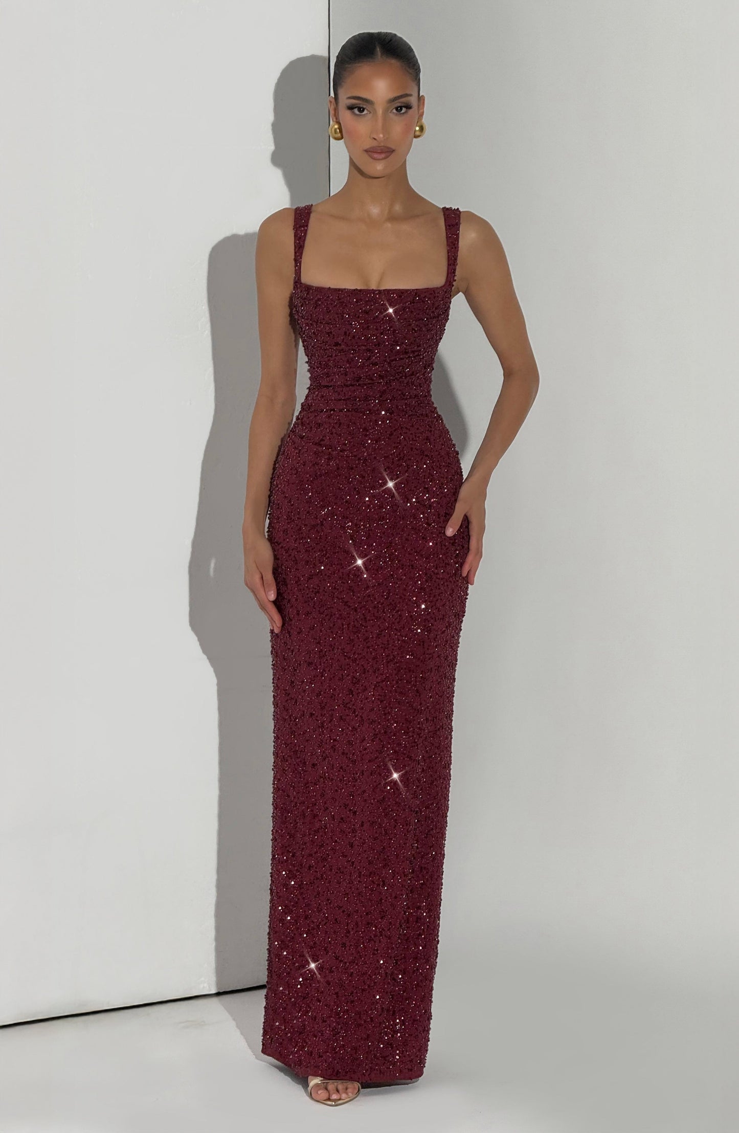 Calanthe Maxi Dress - Burgundy Sparkle Auralise
