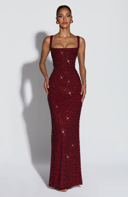 Calanthe Maxi Dress - Burgundy Sparkle Auralise